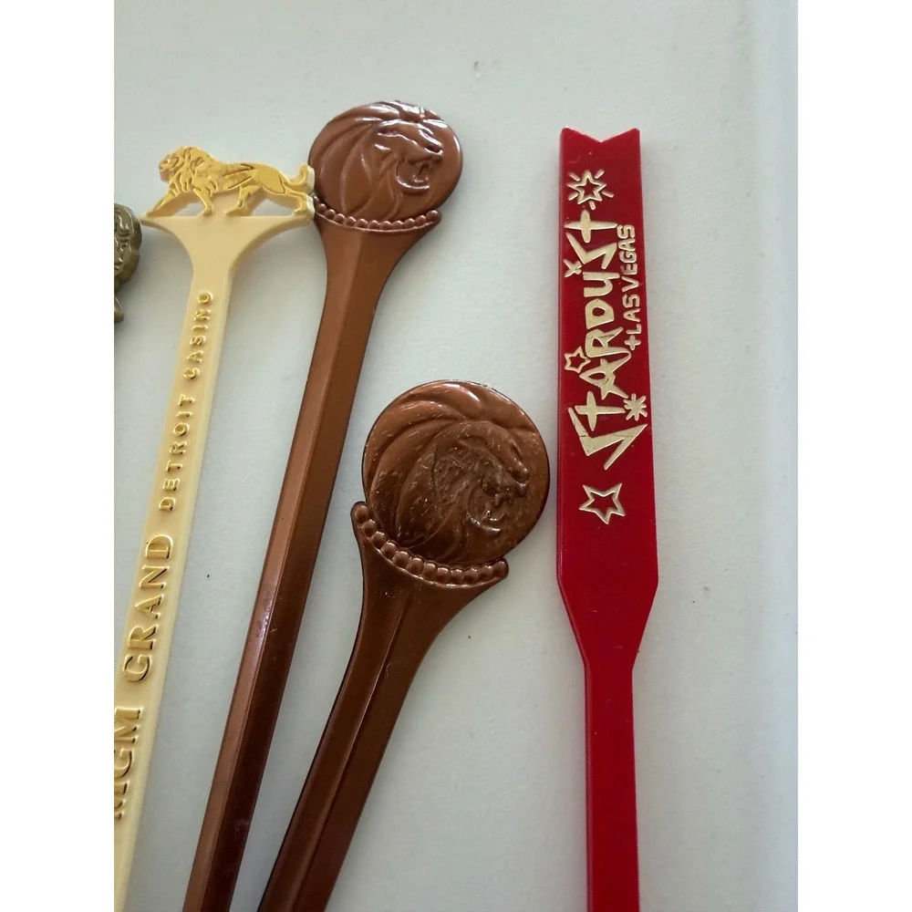 Las Vegas Casino Swizzle Sticks Playboy Maxim Caesars MGM Stardust Lot 8 VTG
